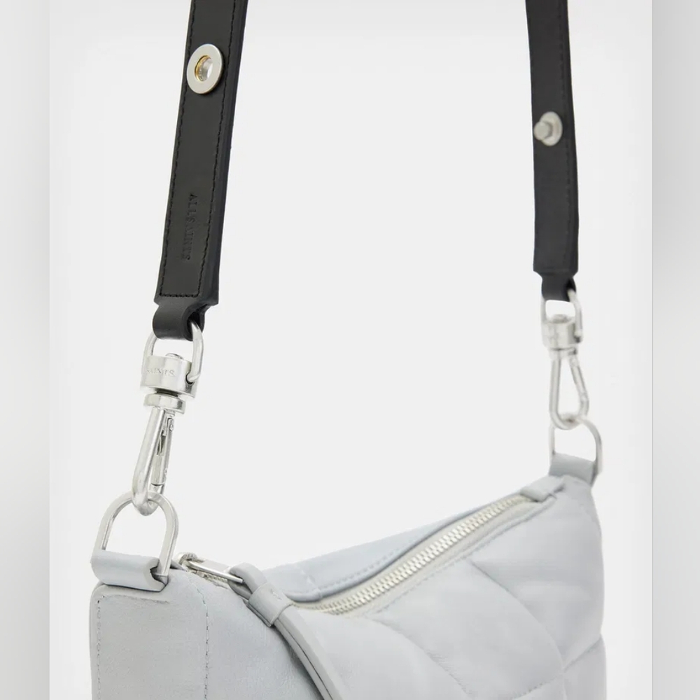 AllSaints Eve Quilted Crossbody Bag in Cement Grey - Picture 4 of 5